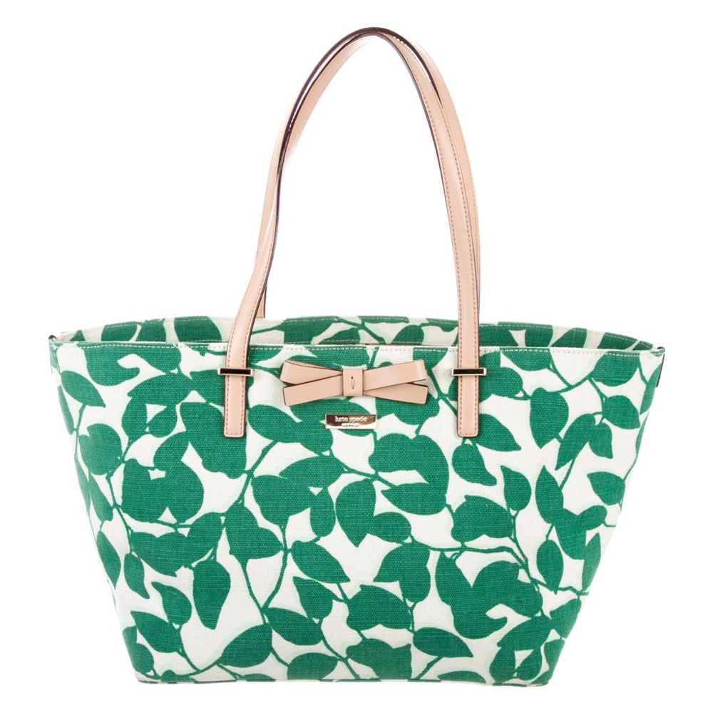 Kate Spade New York South Poplar Street Francis Leaves Tot Bag, Green, Cream